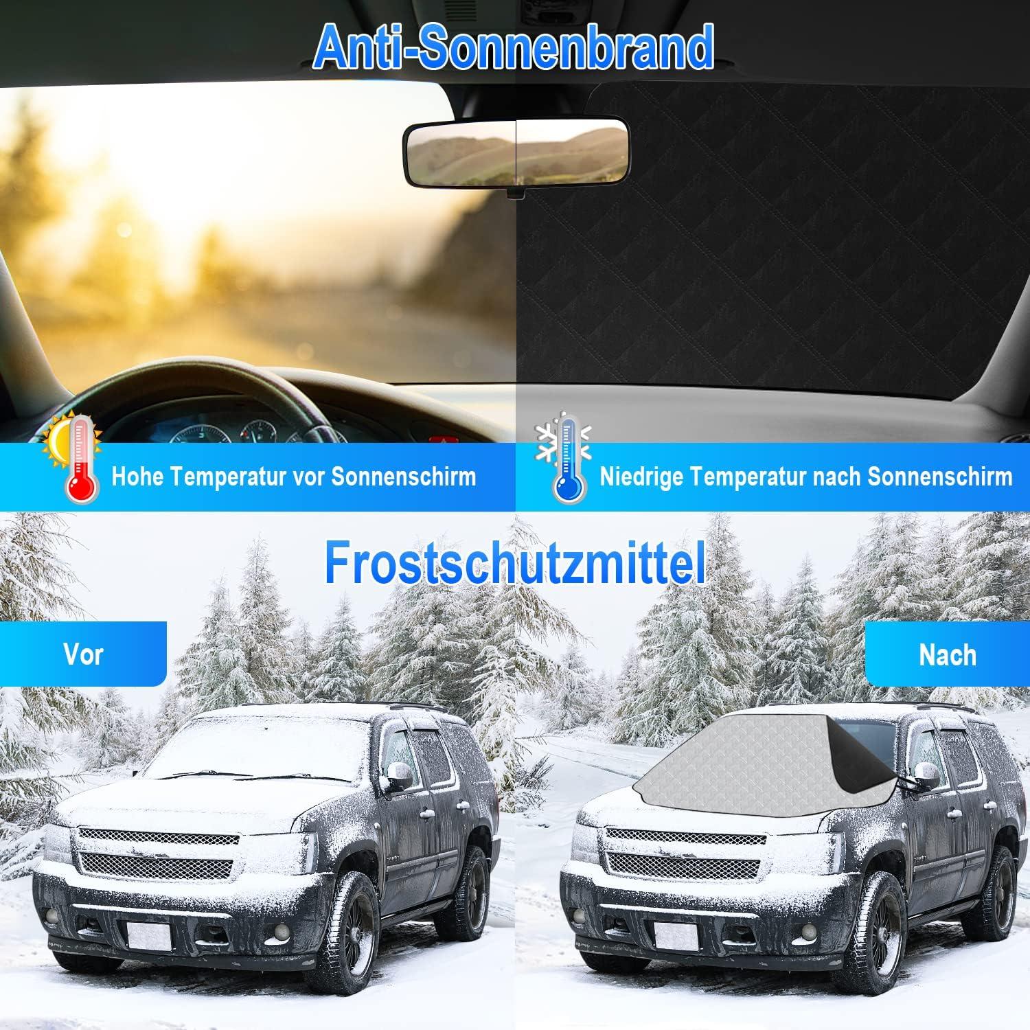 Karvipark Frontscheibenabdeckung Sommer/Winter Sonnenschutz Auto Magneten 155×124 cm