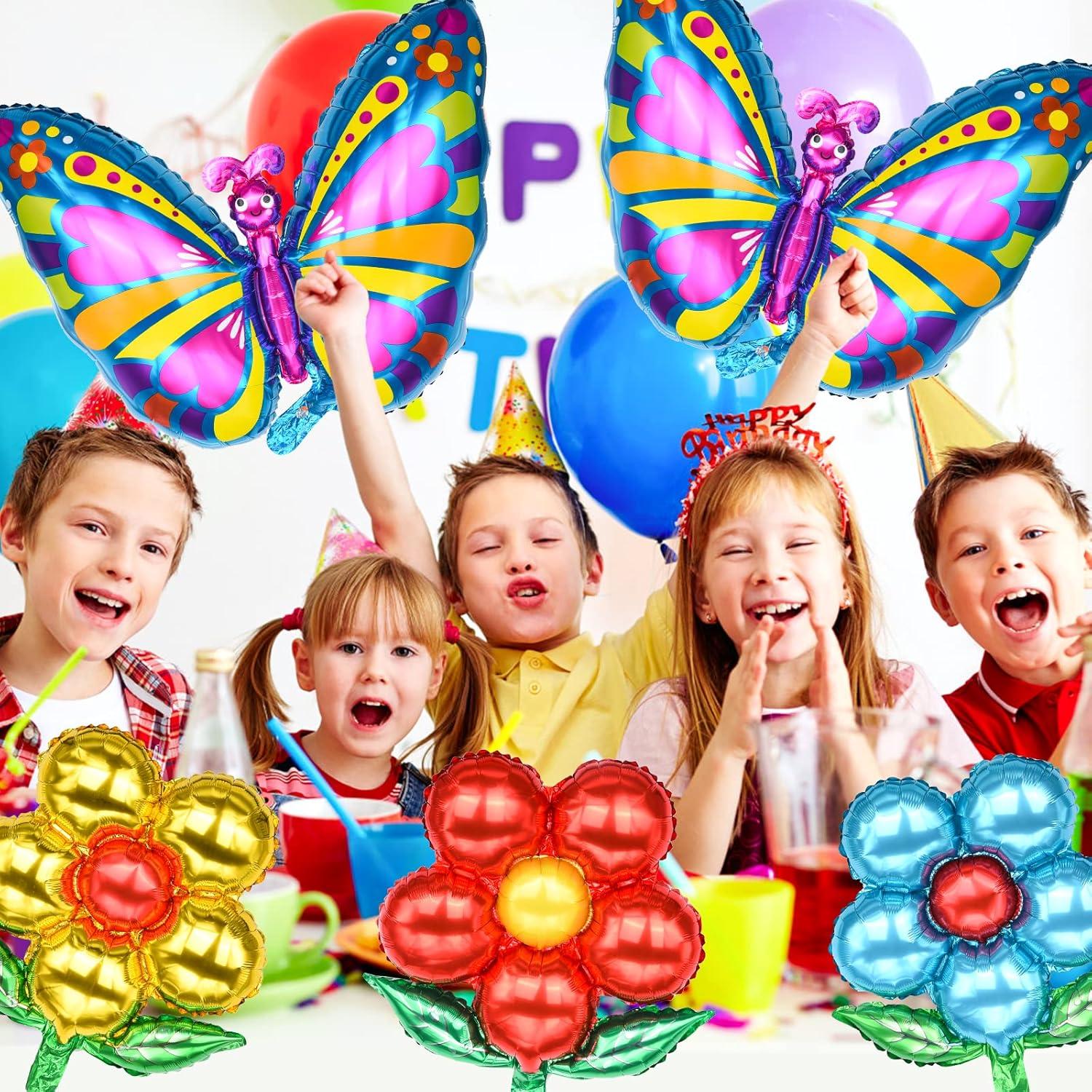 Schmetterling Folienballons Set Blumen für Kindergeburtstag