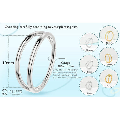 Chirurgenstahl Nasenring Helix Hoop 18G 1.0mm 10mm Silber