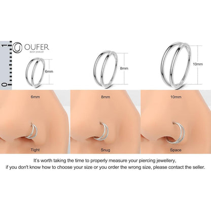 Chirurgenstahl Nasenring Helix Hoop 18G 1.0mm 10mm Silber