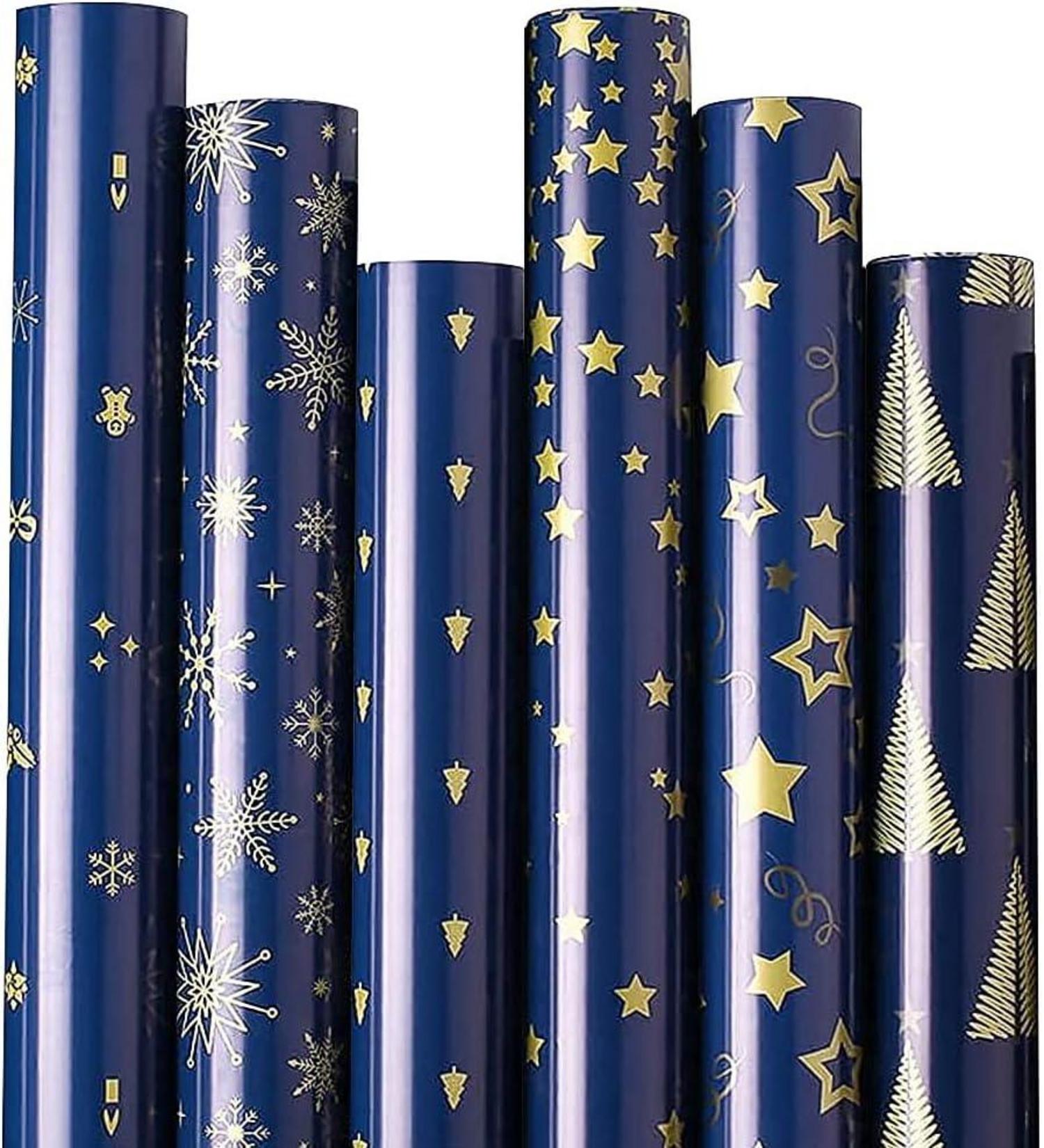 Recycelbares Weihnachtsgeschenkpapier, 10 Blatt, 6 Designs - 100 x 43