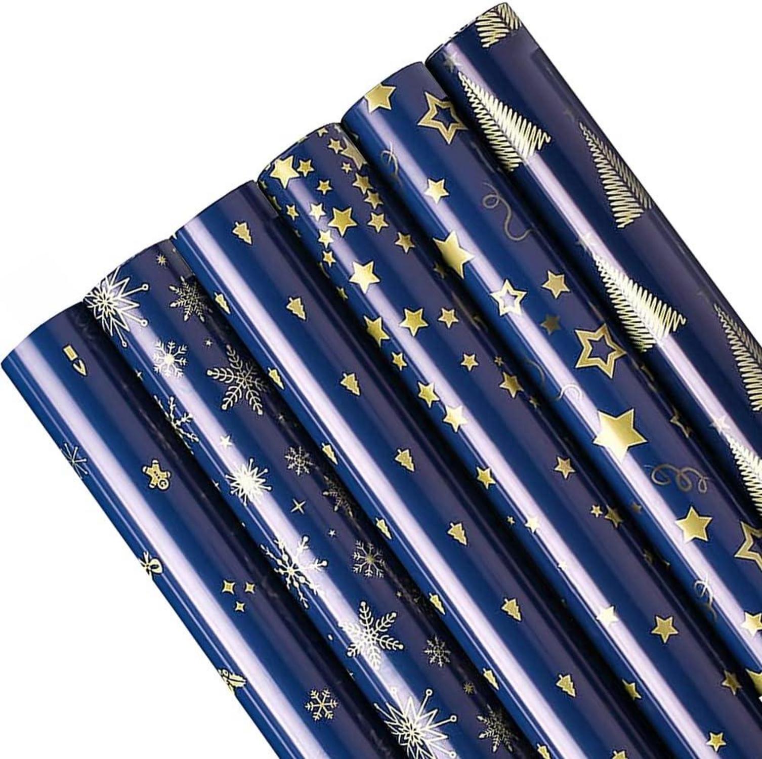 Weihnachtsgeschenkpapier 10 Blatt in Rolle 6 Designs 100x43 cm Recycling