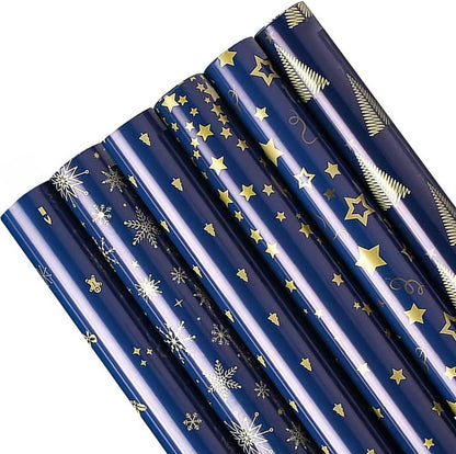 Weihnachtsgeschenkpapier 10 Blatt in Rolle 6 Designs 100x43 cm Recycling