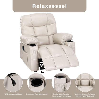 Modernes Relaxsessel mit Liege-, Massage- und Wärmefunktion