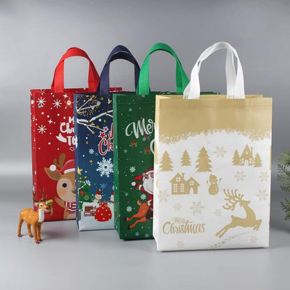 Weihnachts-Tragetaschen blau Santa Claus Schneeflocke Schneemann 5er Set