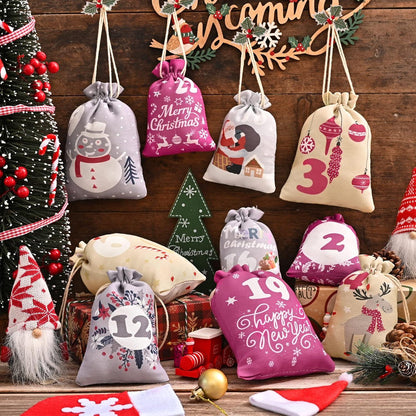 Adventskalender Kinder DIY Basteln 24 Stofftüten Weihnachten Säckchen