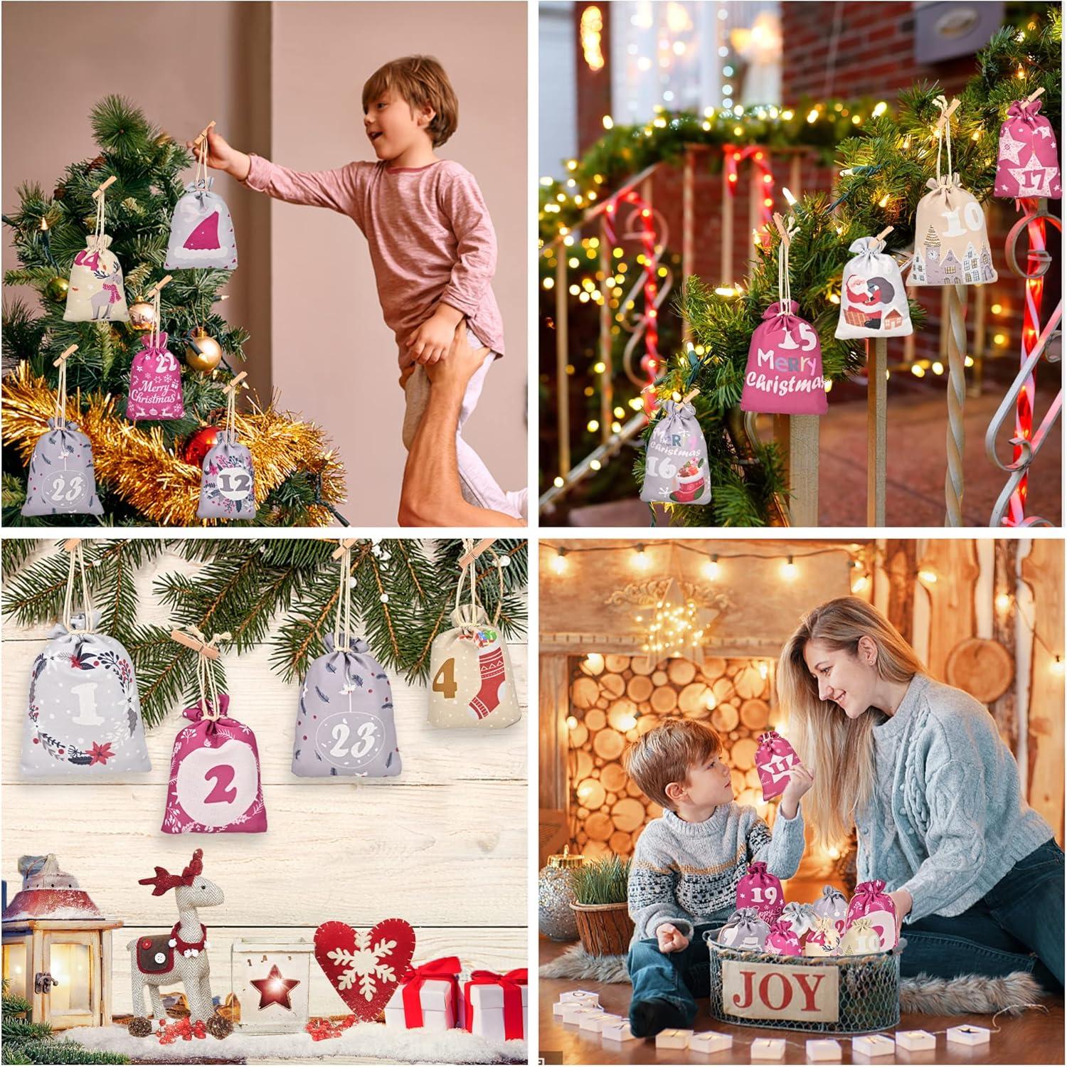 Adventskalender zum Befüllen Stoff Kinder DIY 24 Weihnachten