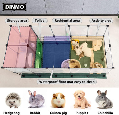 Laufstall für Kleintiere mit Oxford-Matte 63cm Höhe Eisengitter