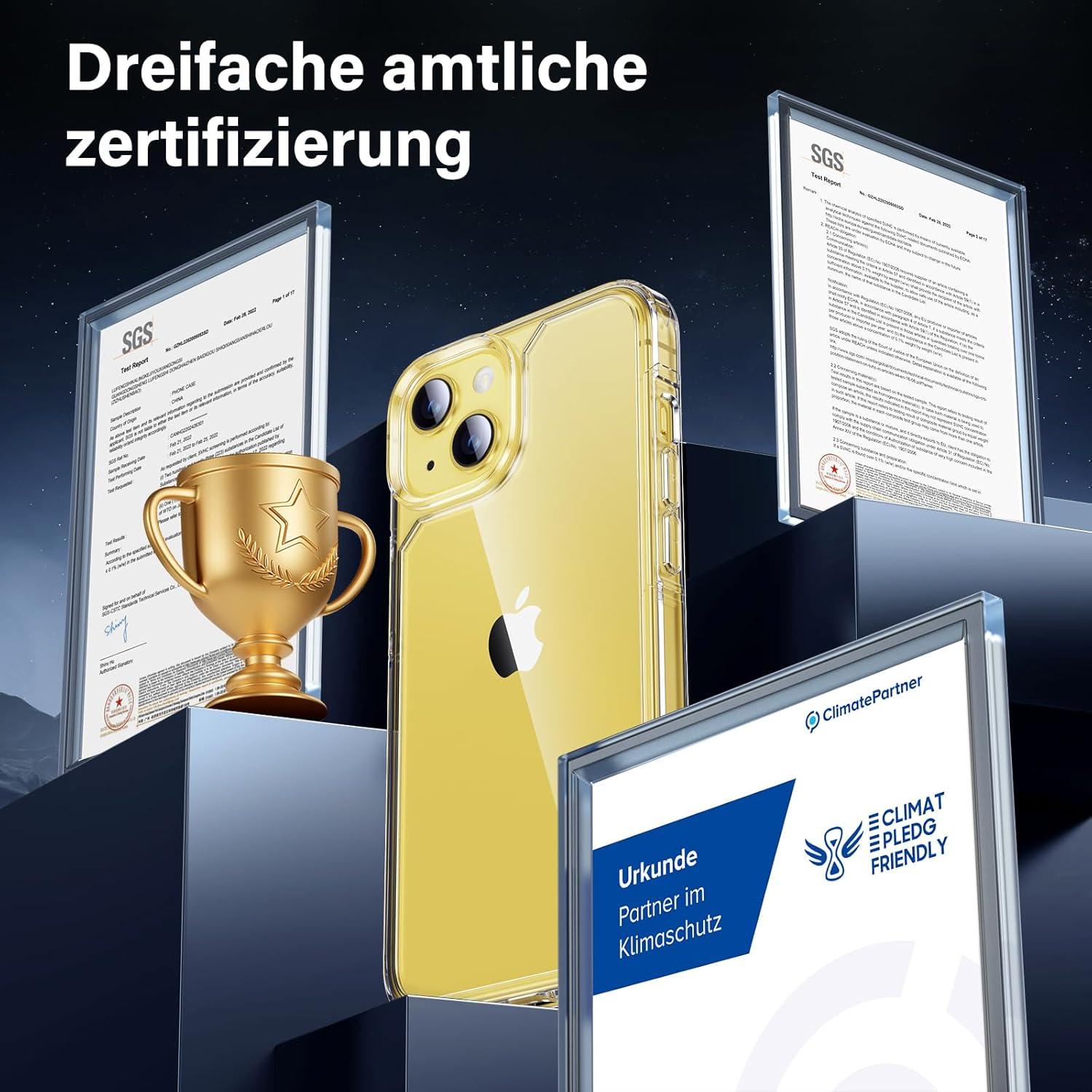 iPhone 14 Hülle 5-in-1-Set Rundumschutz Schutzhülle Cover Transparent (6.1