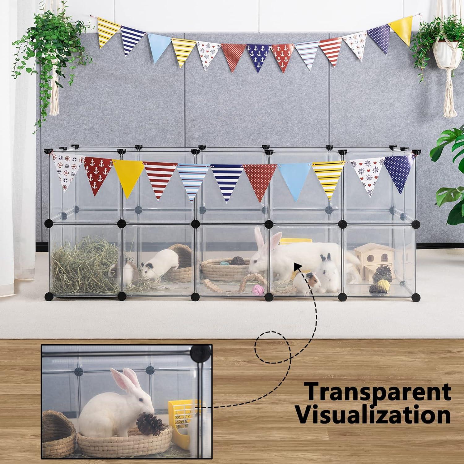 DINMO Meerschweinchenkäfig DIY Kaninchen Hasen Igel 155x63x63 cm