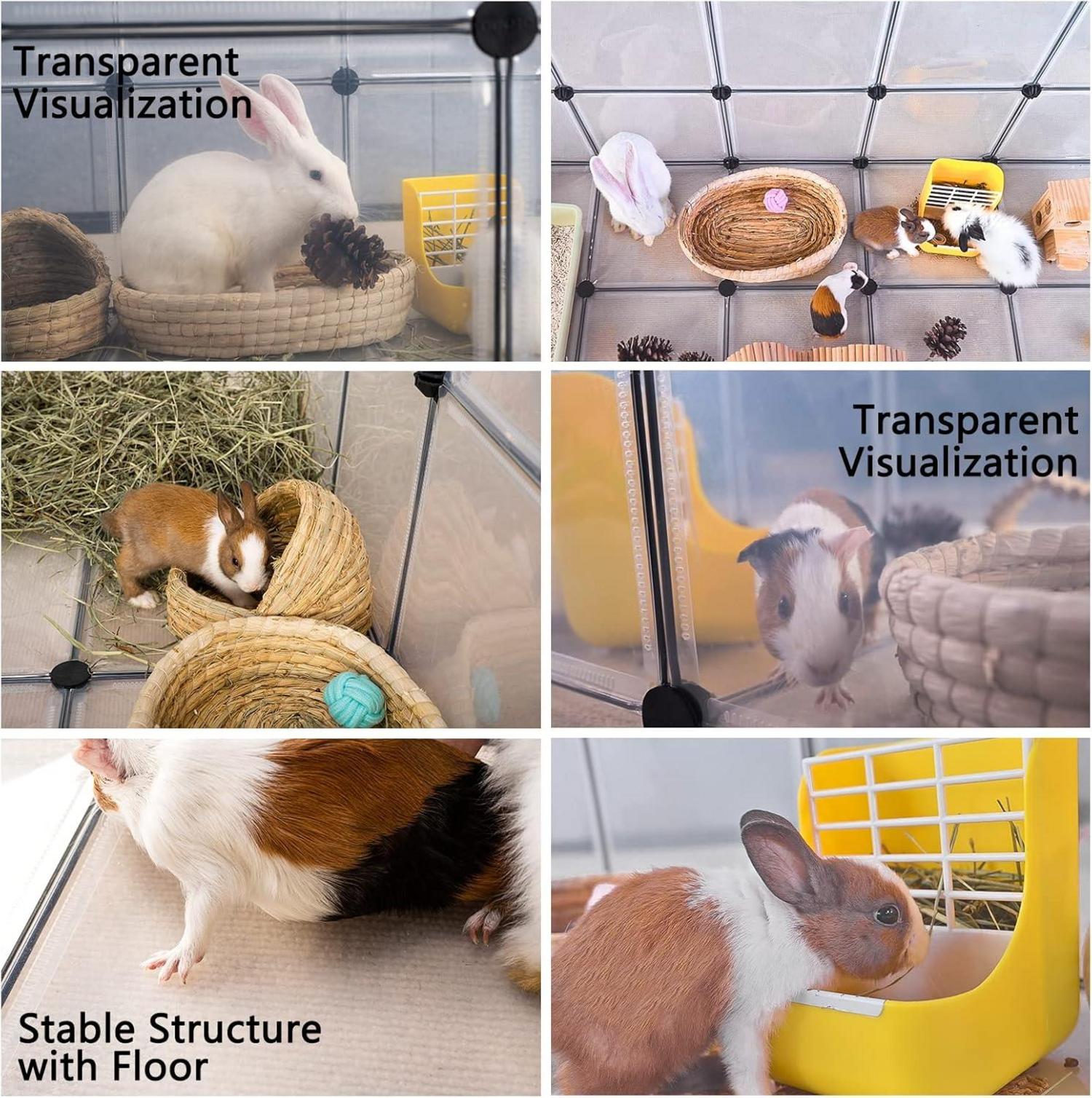 DINMO Meerschweinchengehege Kaninchenlaufstall Frettchen Igel DIY 155x63x63 cm