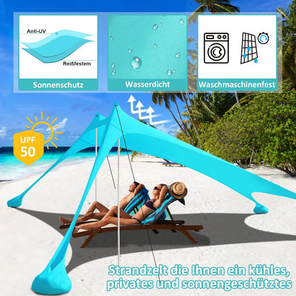 Strandzelt Sonnensegel UV-Schutz riggoo Outdoor Schatten 3x3m