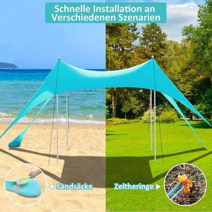 Strandzelt UV Schutz riggoo Sonnenzelt 3x3m für Camping, Angeln, Picknicks