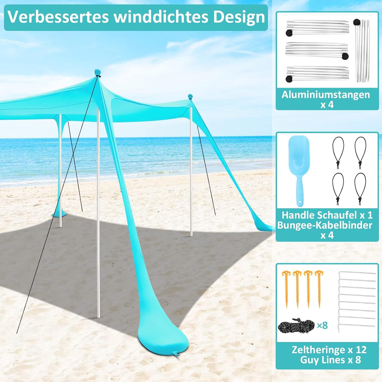 Strandzelt UV Schutz Sonnensegel 3x3m Outdoor Camping Angeln
