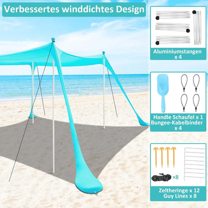 Strandzelt UV Schutz Sonnensegel 3x3m Outdoor Camping Angeln