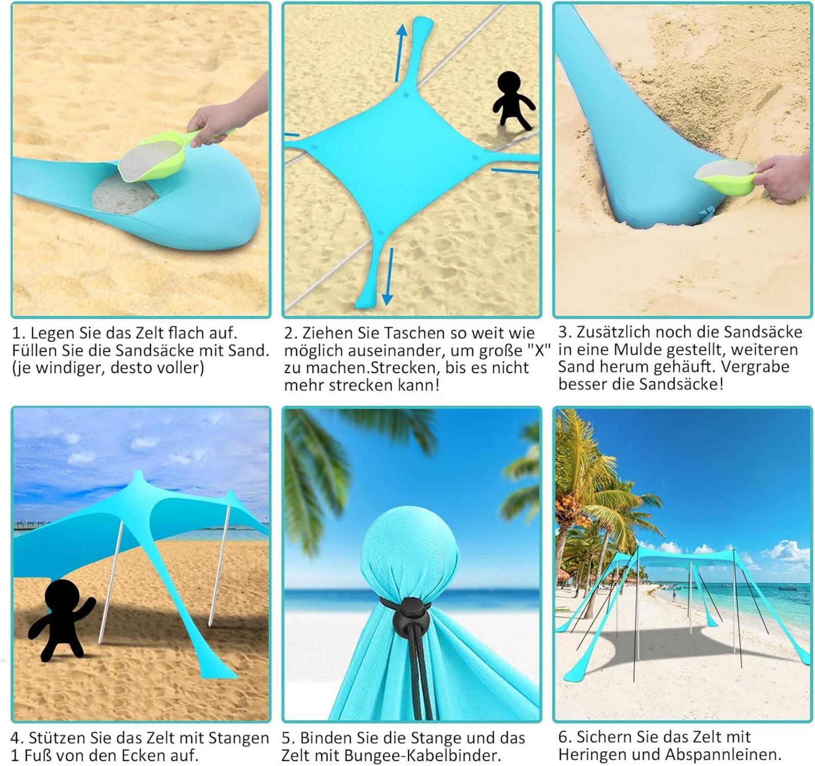 Strandzelt UV Schutz Sonnenzelt 3x3m Sonnensegel Outdoor Camping