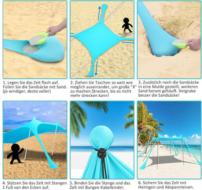 Strandzelt UV Schutz Sonnenzelt 3x3m Sonnensegel Outdoor Camping
