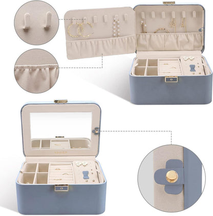 Großes Schmuckkästchen mit Spiegel und Schlüssel, Schmuckbox für