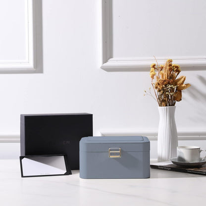 Schmuckkästchen mit Spiegel, Große Schmuckschatulle für Damen, 2 Schich Schmuckaufbewahrung, Wasserdichte Schmuckbox, Ringe Ohringe Halskette