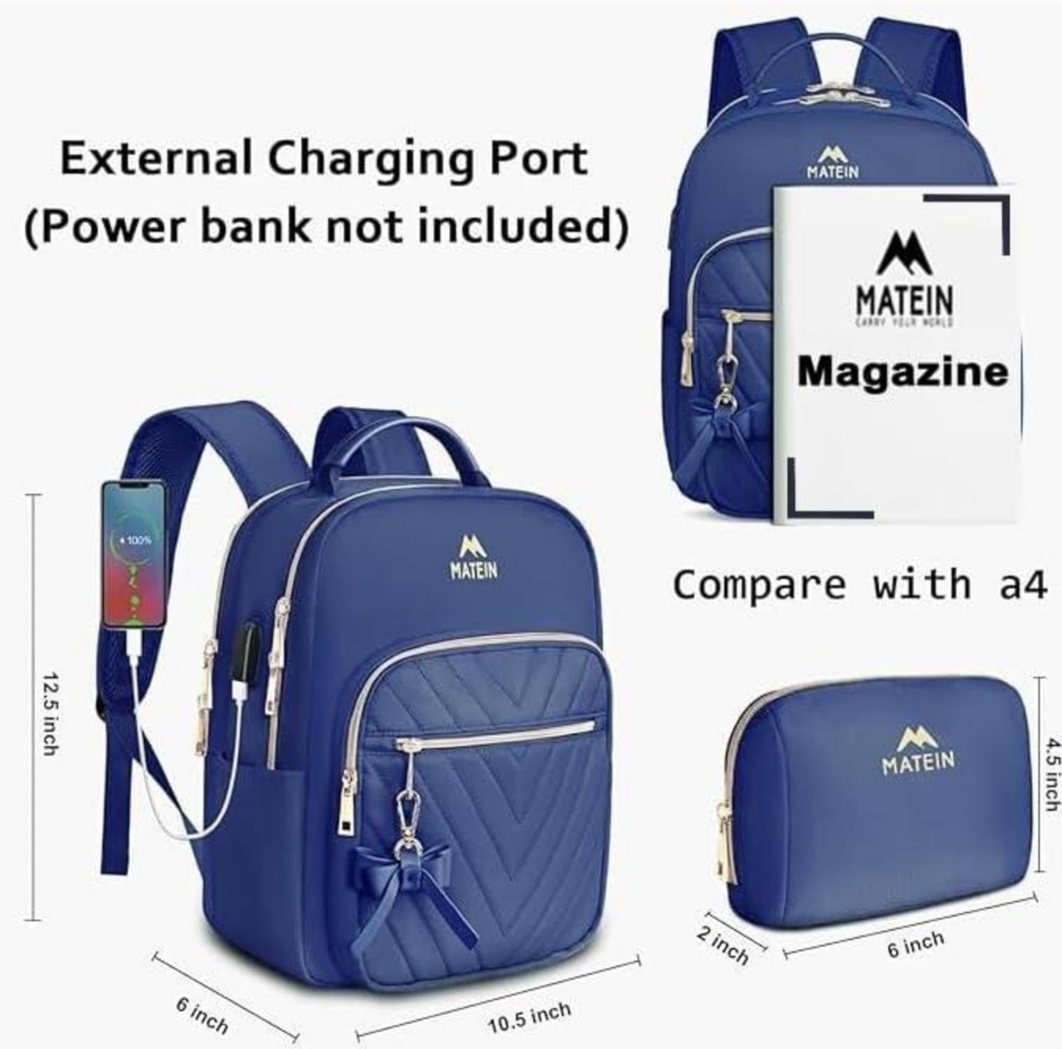 Mini Damen Rucksack College Set Blau - Diebstahlsicher, Wasserdicht, Leicht - MATEIN