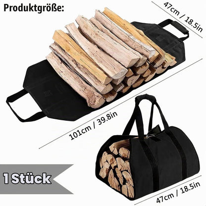 Kaminholztasche aus Segeltuch – Robuste Brennholztasche