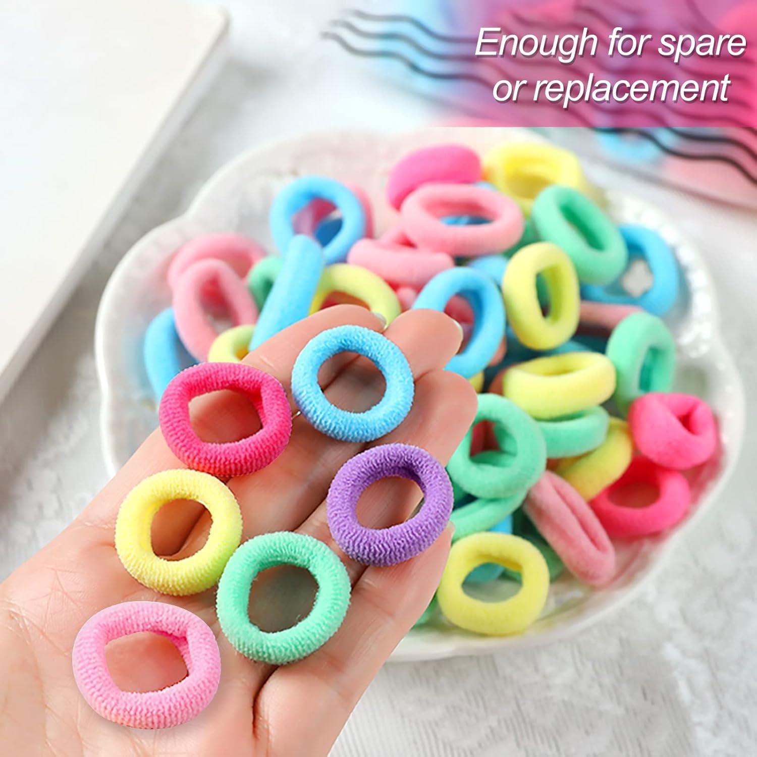 100er Set Mini Haargummis Mädchen, Elastische Baby Haarbänder, Mehrfarbig Zopfgummi