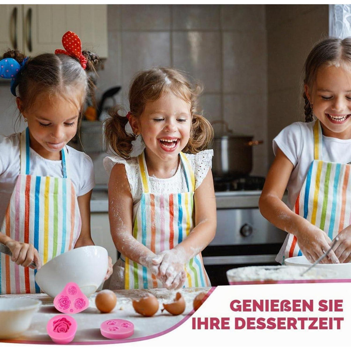 Rosen Fondant Silikon Formen Set – 7 Stück 3D Blumen für Kuchen