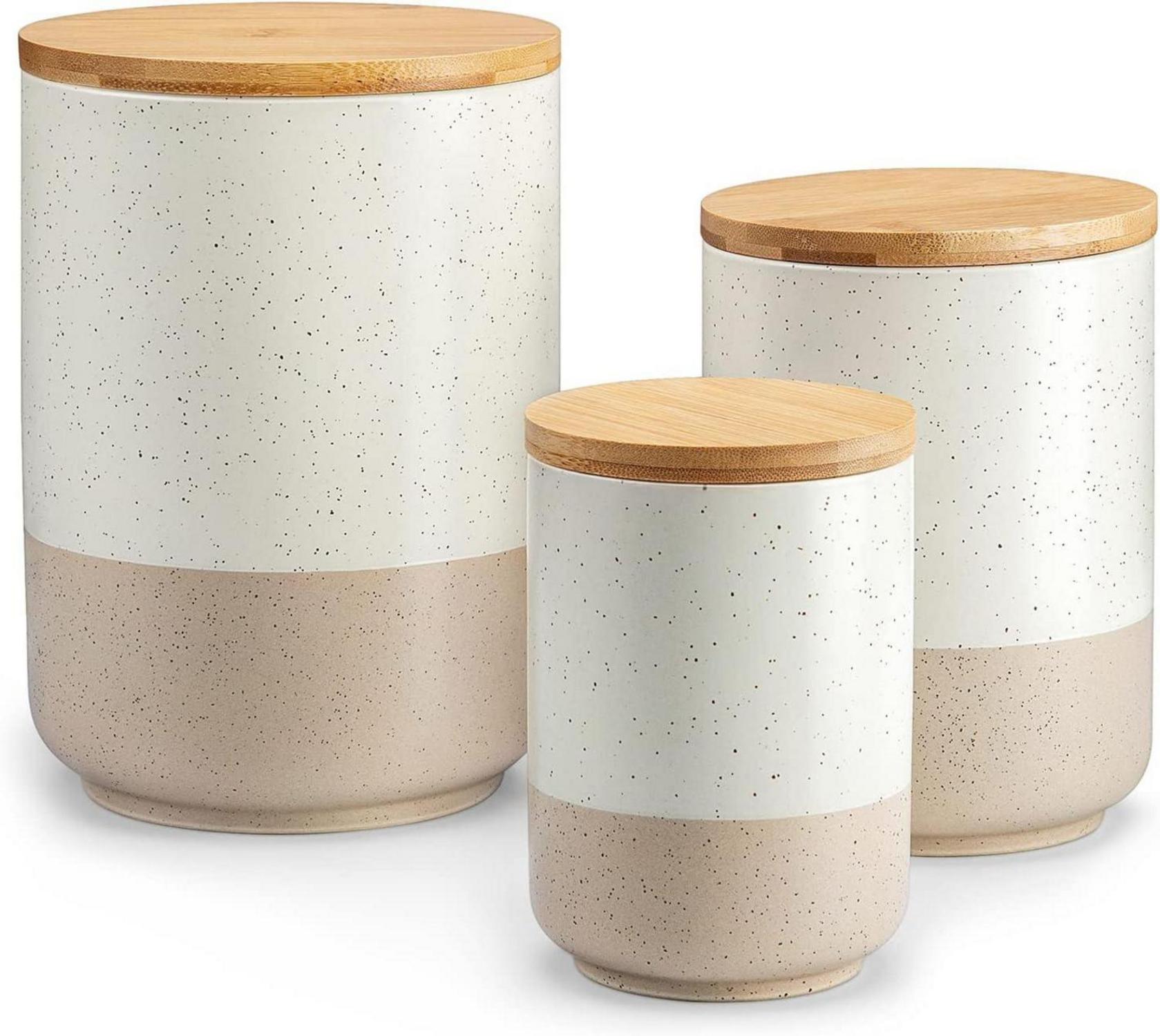 Keramik Vorratsdosen Luftdichter Deckel 2200/1120/550 ml Beige