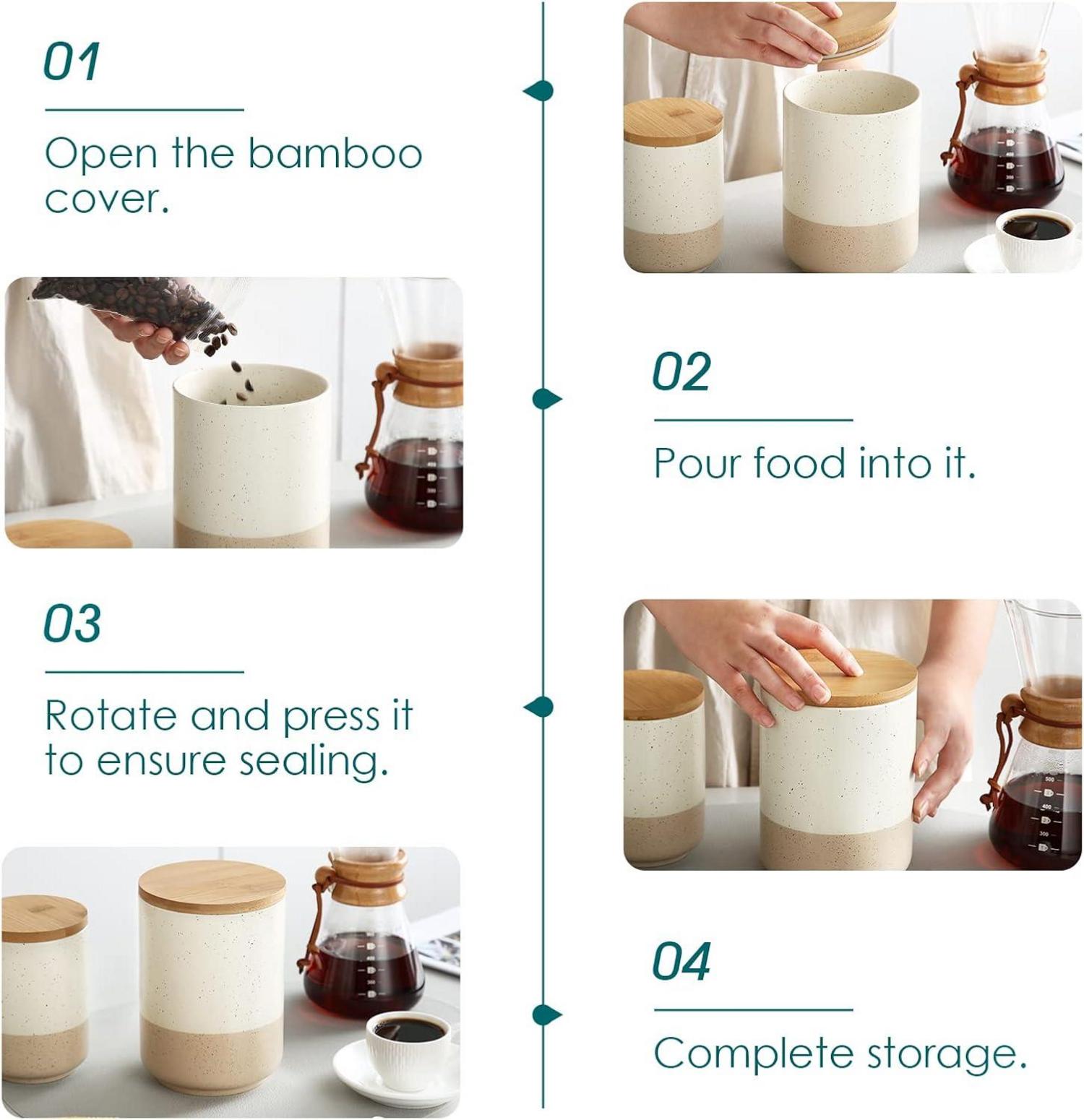 Keramik Vorratsdosen Luftdichten Deckel 2200 1120 550 ml Beige