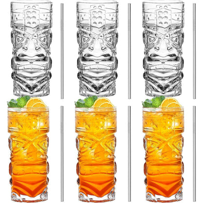 Tiki Longdrinkgläser 6er Set 400ml Lustige Cocktailgläser