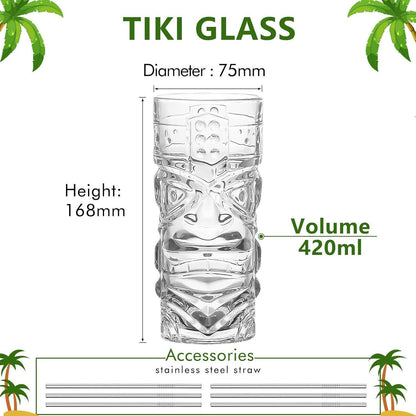 Tiki Longdrinkgläser 6er Set 400ml Lustige Cocktailgläser
