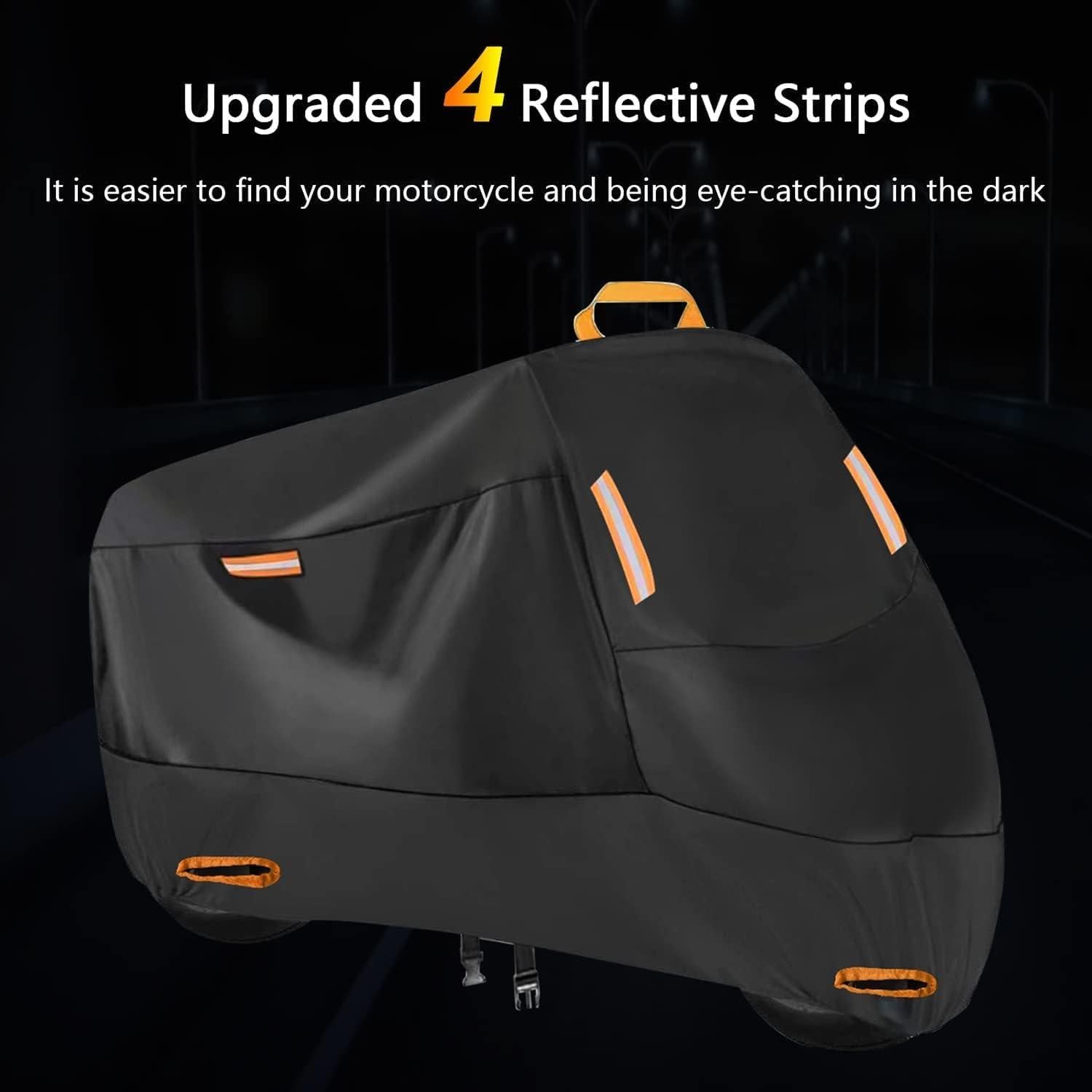 Motorradabdeckplane 300D Wasserdicht 190x95x110 cm mit Reflektionsstreifen