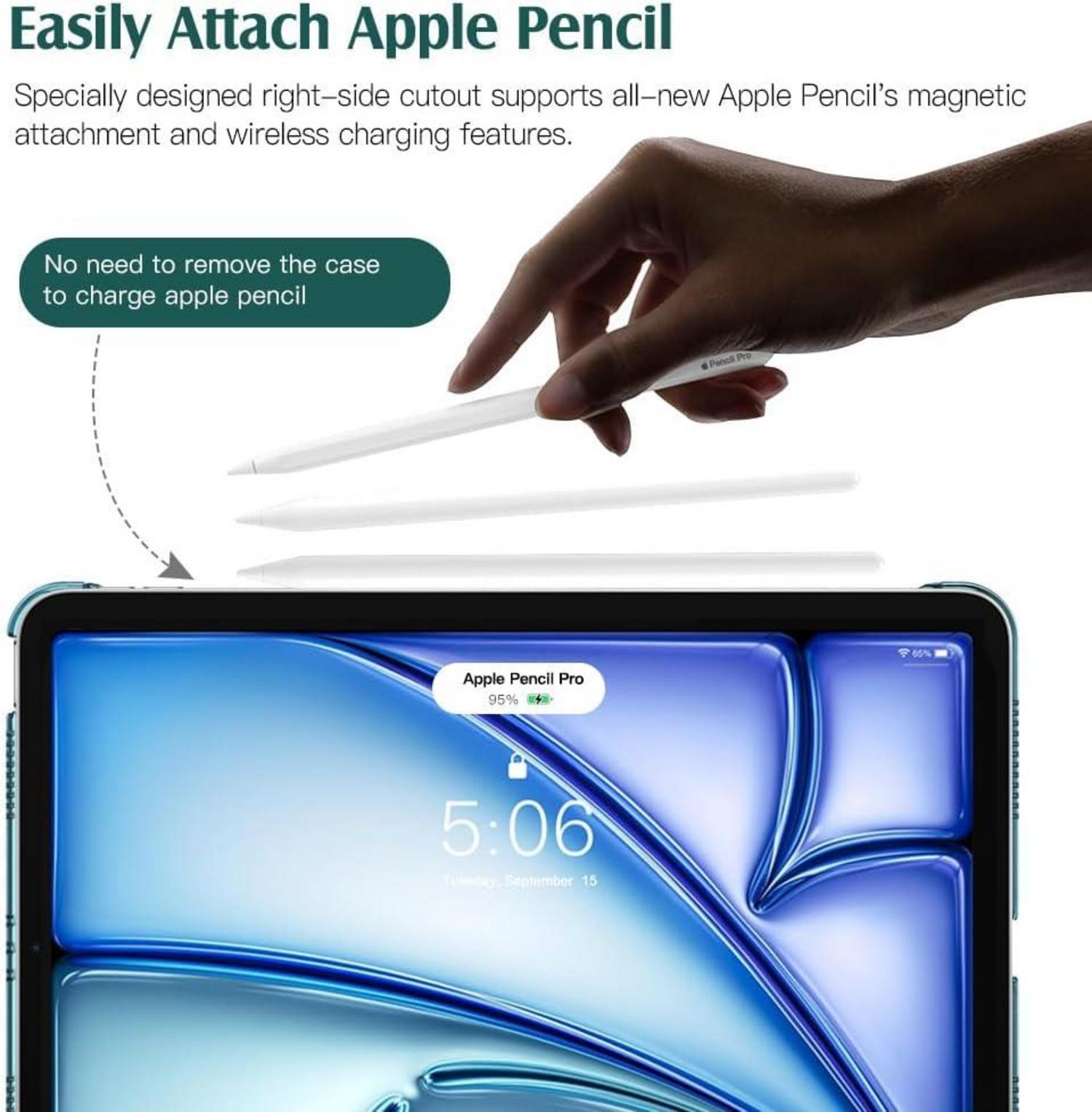 iPad Air 11 Hülle 2024, Schlank Transparent Blaugrün