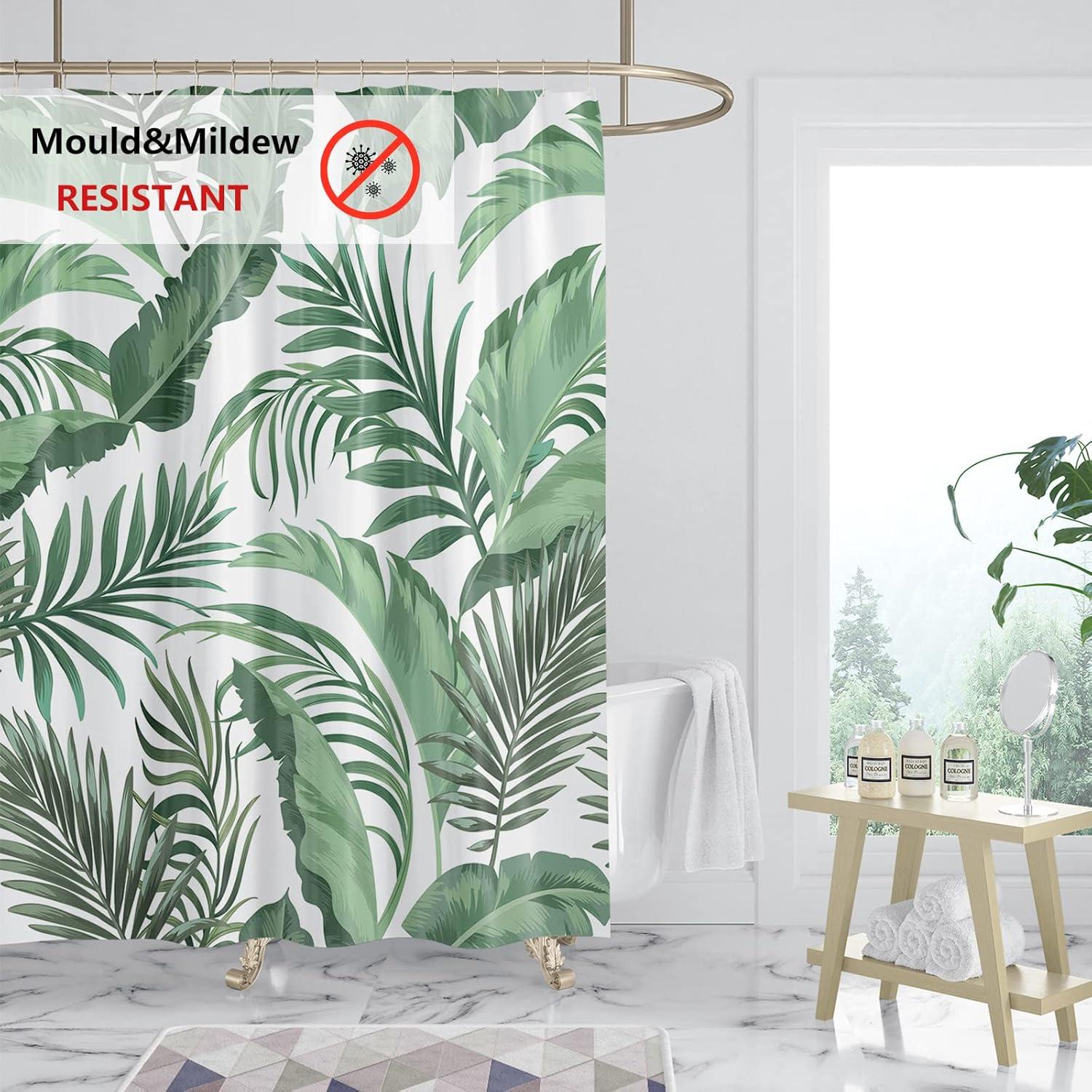 Duschvorhang 180x200 Anti-Schimmel grüne Blätter Pflanzen