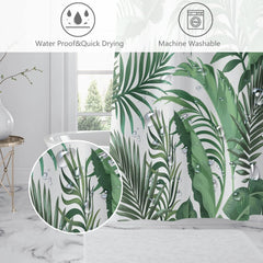 Duschvorhang Anti-Schimmel grüne Blätter 180x200 Polyester
