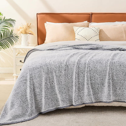 Sherpa Kuscheldecke Flauschig Sofadecke Weich Grau 130x150cm
