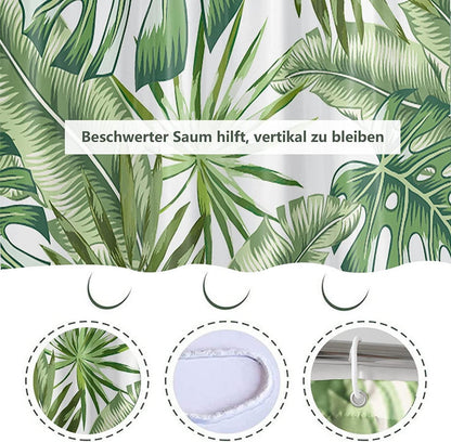 Duschvorhang 180x180 grün Bananenblatt Anti-Schimmel wasserdicht
