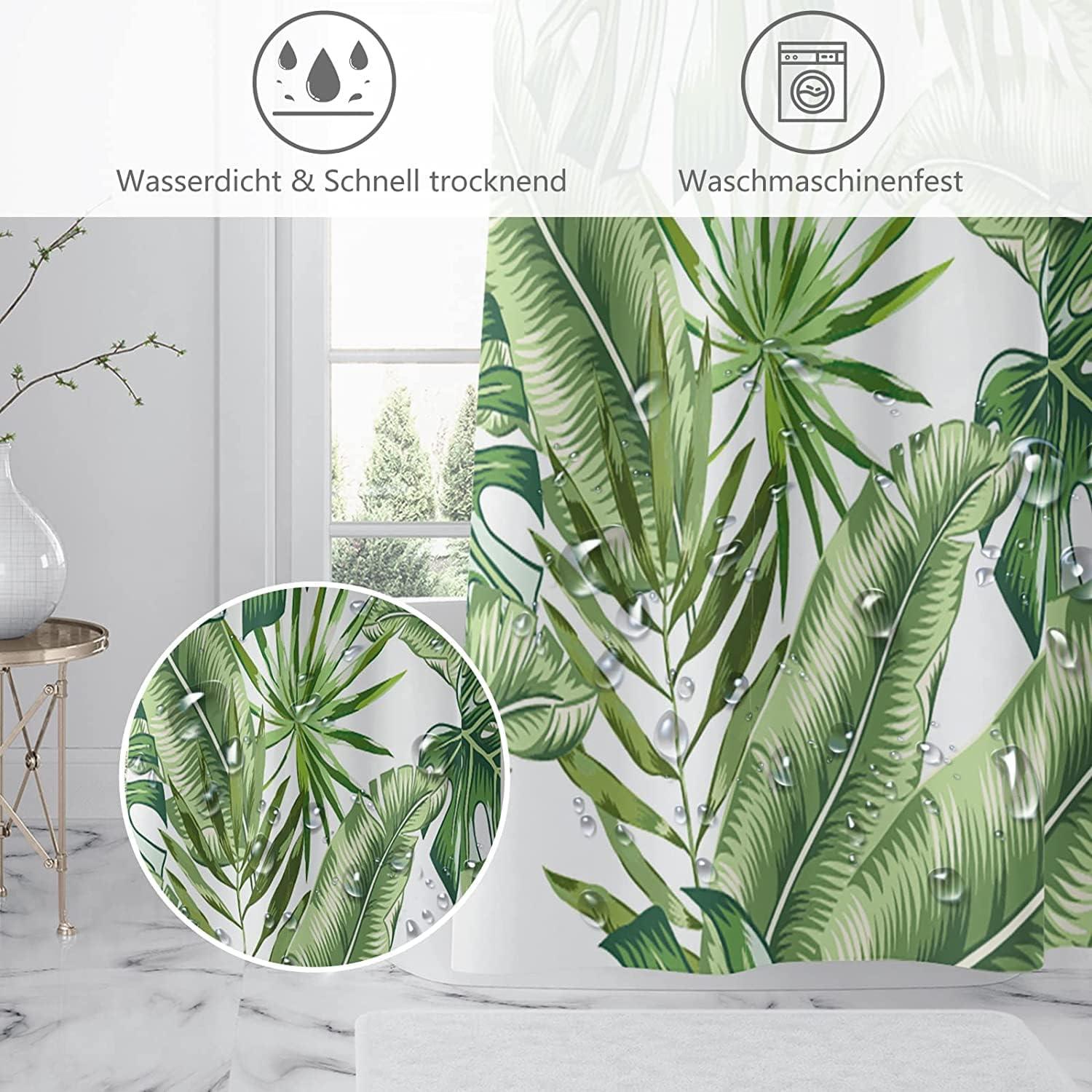 Duschvorhang 180x180 grün Bananenblatt Anti-Schimmel Wasserabweisend