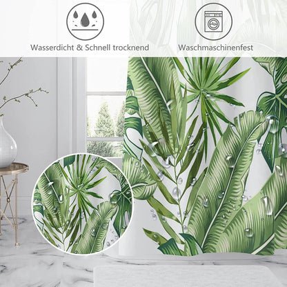 Duschvorhang 180x180 grün Bananenblatt Anti-Schimmel Wasserabweisend