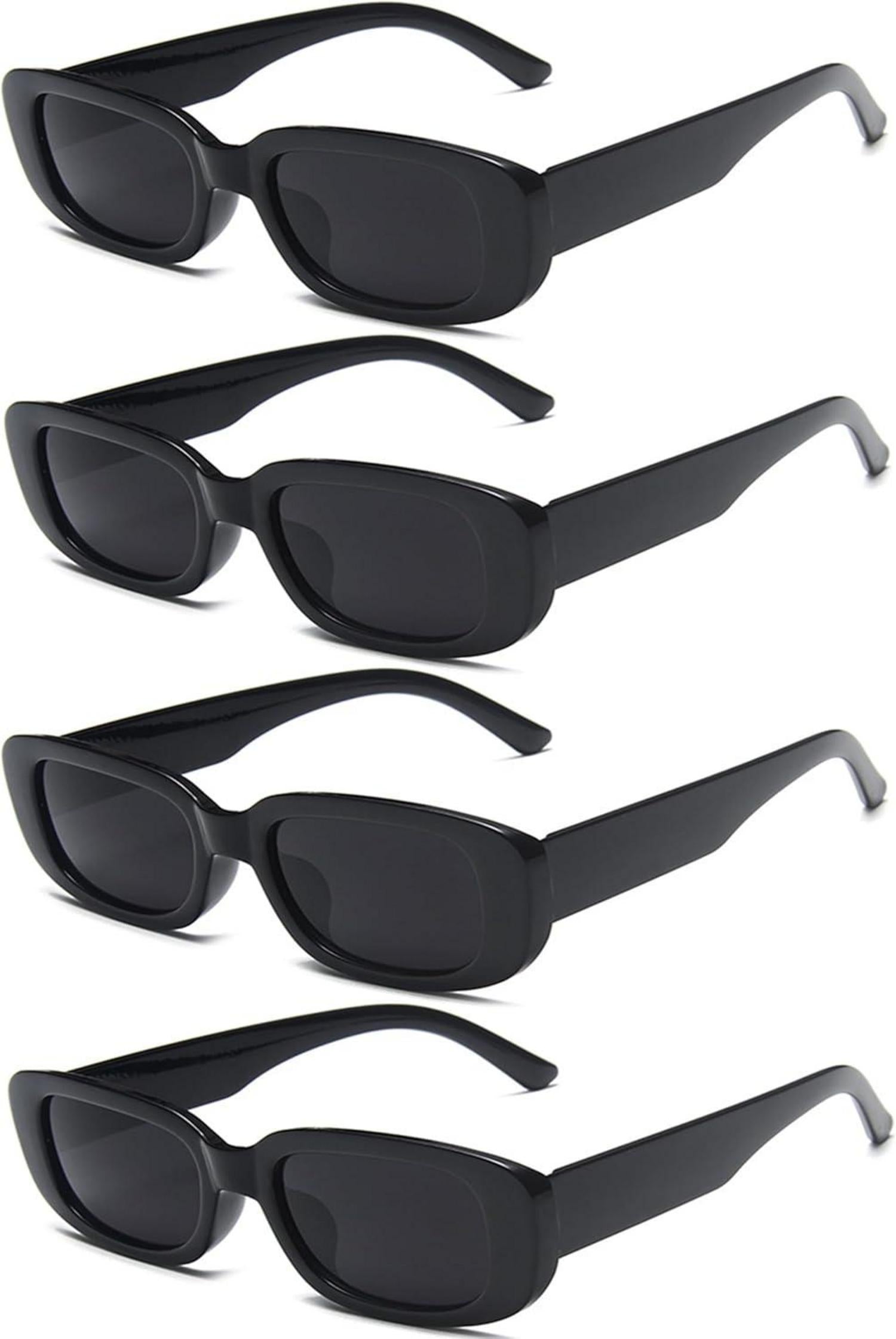 Retro Rechteckige Sonnenbrille Damen Trendy Vintage Set 4 Stück