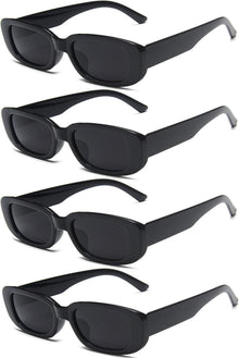 Retro Rechteckige Sonnenbrille Damen Trendy Vintage Set 4 Stück