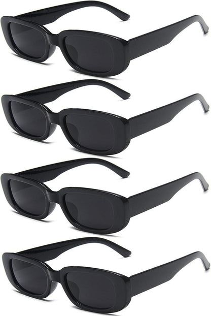 Retro Rechteckige Sonnenbrille Damen Trendy Vintage Set 4 Stück