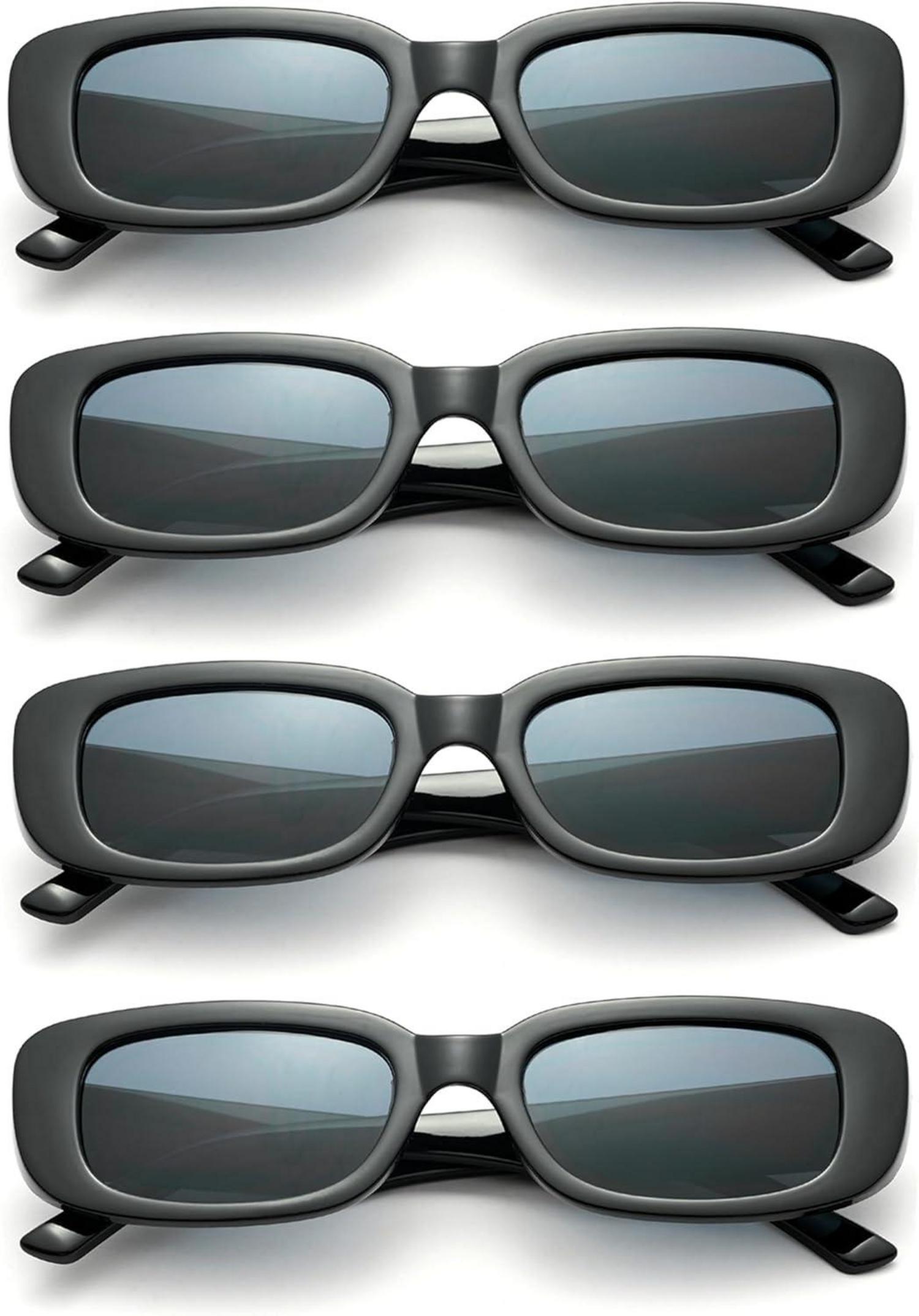 Retro Rechteckige Sonnenbrille Damen Trendy Vintage Set 4 Stück