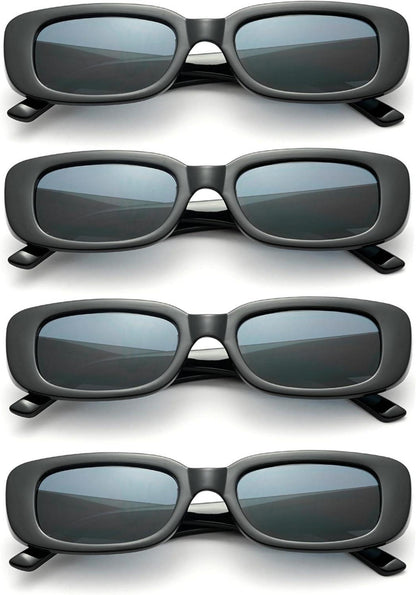 Retro Rechteckige Sonnenbrille Damen Trendy Vintage Set 4 Stück