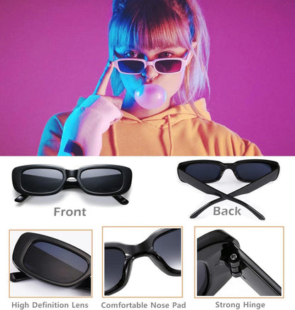 4er Set Retro Rechteckige Sonnenbrillen Damen Vintage Quadrat Brille