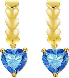 GW Ohrringe Herz Zirkonia Gold Vergoldet Damen Geschenk Blau