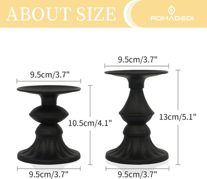 Romadedi Vintage Kerzenhalter Stumpenkerzen Schwarz 2er Set nostalgisch dekorativ extra stabil