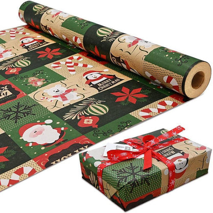 Weihnachtsgeschenkpapier 43cm x 15M Recycling Kraftpapierrollen