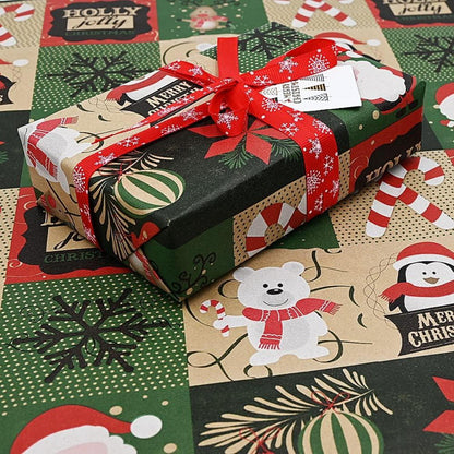 Weihnachtsgeschenkpapier 43cm x 15M Multicolor2 Kraftpapierrolle