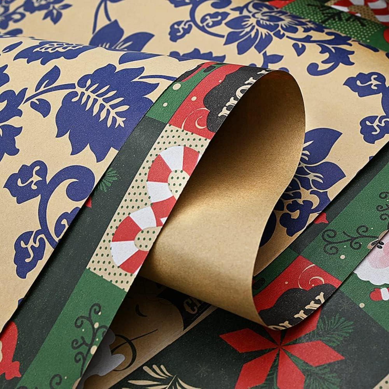 Weihnachtsgeschenkpapier 43cm x 15M Kraftpapier gedruckt